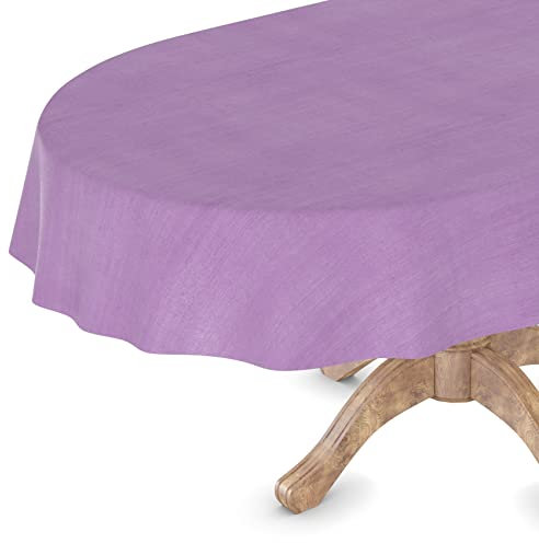 Wachstuchtischdecke Wachstuch Tischdecke abwaschbar Rechteck, rund, oval Premium Textileffekt Prägung Gartentischdecke Oval 140 x 180cm Schnittkante Violett