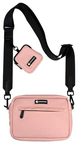 COOWONE wasserdichte Leckerlibeutel für Hunde, Dog Walking Bag, integrierter Kotbeutelspender, verstellbare Umhängetasche (Pink)