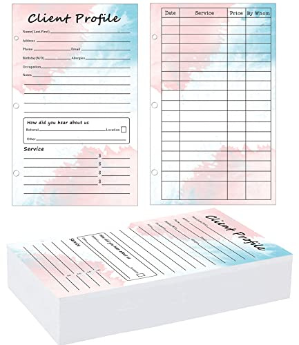 Lot de 50 cartes d'information client 14 x 21 cm – Fiches de profil client pour salon de coiffure, spa, coiffeur