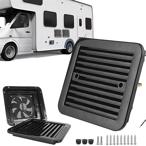 AUTOXBERT Lüftungsventilator für Wohnwagen, 2,4W 12V Lüftungsventilator geräuscharmes Lüftungsgebläse für Wohnwagen, Wohnmobile, Camper, Schwarz