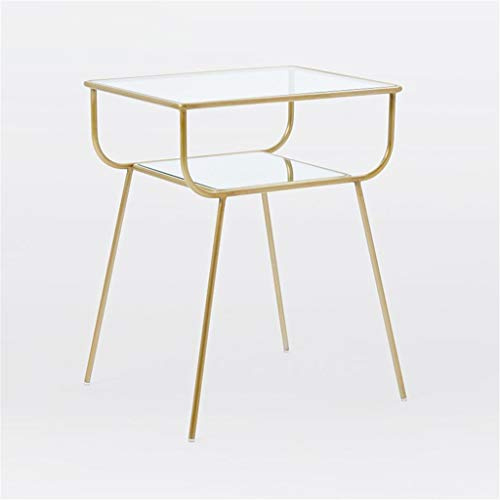 Nachttische Nachttisch aus Glas, Zweistöckiger Schreibtisch aus Metall für Wohnzimmer, Bücherzimmer, Balkon, Nachttisch, Freizeit, Couchtisch, Korbtisch (Farbe: B, Größe: 48,5 x 33 x 60 cm)