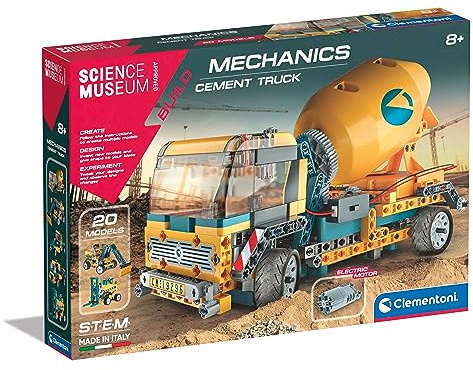 Clementoni - 61389 - Science Museum Build - Concrete Mixer Truck - Building Set, Mechanics, Scientific Toys, Science Kit For Kids 8 Years, STEM Toys, English Version, Made in Italy