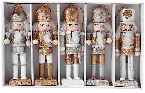 SEWACC 1 lot de casse-noisettes de Noël vintage décoration Noël traditionnel casse-noisette de collection statue de Noël créatif décoration de Noël soldat casse-noisette blanc artisanat extérieur bois