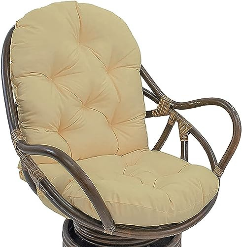 Rattani Auflage/Polster für Schaukelstuhl, Schaukelkissen Ersatz Outdoor/Indoor, Weich Verdickt Waschbar Sitzkissen Fester Twill Drehstuhl Schaukelstuhl Kissen rutsc (Creamy Yellow)