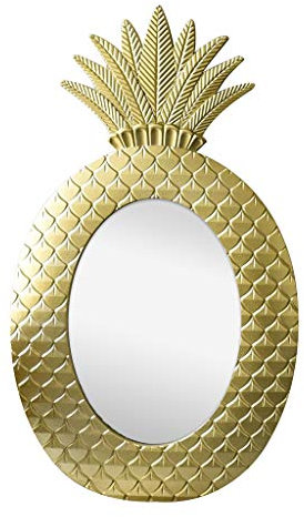 UYSELA Wandspiegel,Ananas-Ausstellungsspiegel,Schlafzimmer-Wand-Holzspiegel,Kosmetikspiegel,Zuhause,Retro-Kleiderspiegel,Wandspiegel (Farbe: Gold,Größe: 35 x 60 cm)