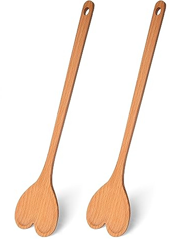 Fisura - Originale cucchiaio a forma Set di 2 spatole per cucinare. Cucchiaio in legno di faggio. Accessori da cucina resistenti al calore. (Cuore)