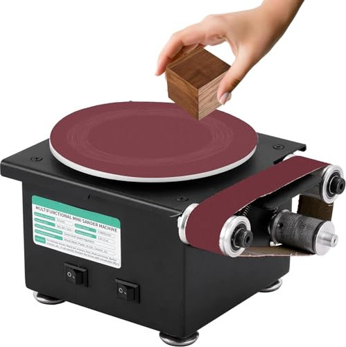 ERICAT Mini Levigatrice a Disco, Levigatrice Elettrica a Nastro 3 in 1 con 10 Nastri Abrasivi, Molatura Multiangolo E Regolazione della velocità 8000R/Min, per Rimuovere La Ruggine, Sverniciare