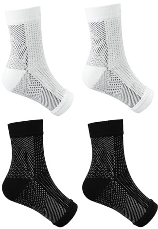 COACOM 2 par sportstrumpor, ortopediska kompressionsstrumpor, tålösa strumpor, ankelbandage, anti-trötthets-kompressionsfotstrumpor för ankelstöd (svart, L-XL)