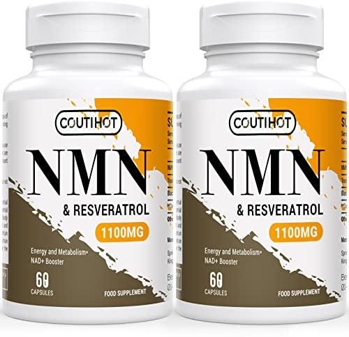 1100mg NAD & Trans-Resveratrol Capsules with 50mg Black Pepper Extract - Nutrient-Rich Blend - Gluten-Free, Non-GMO (60 Count (Pack of 2))