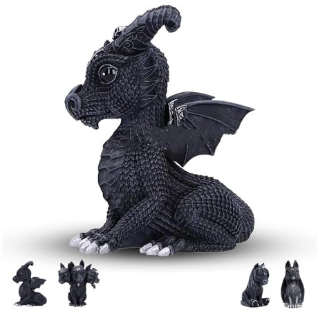 NEWUEINCN Drachendekoration, exquisit detaillierte Nachtelfe, schwarzer Drache, Figur für Zimmer und Computer-Schreibtisch, perfektes Andenken für Fantasy-Sammler und Drachenliebhaber
