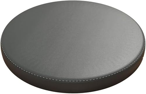Haklein Sitzkissen aus PU-Leder, rund, Memory-Schaum, rutschfest, weich, Fenstermatte, Tatami-Matte, Hocker, Sitzpolster für Wohnzimmer, Terrasse, Garten (Durchmesser 40 cm, Dunkelgrau)
