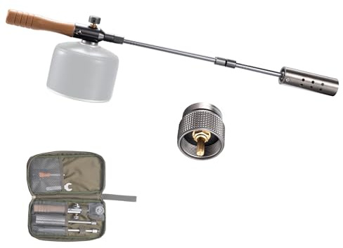 CAMPINGMOON Camping Grill Torch Dual Fuel Head Flame Adjustable for Charcoal Starter with Storage Case MT-3955/I-1010 (Propane + Isobutane)
