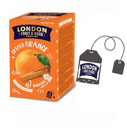 London Fruit® | Infuso Spezie e Arancia | Cannella Arancia & Zenzero Infuso Bustine Singole - 20 Filtri (40 Gr) | Tisana Senza Caffeina