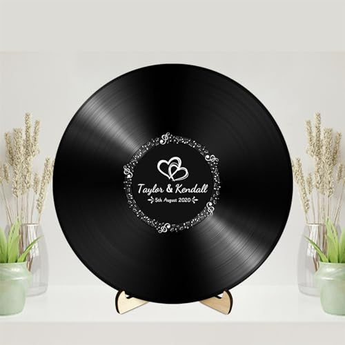 Personalisiertes Hochzeits-Gästebuch aus Vinyl-Schallplatte mit Namen Datum Party-Gästebuch alternatives rundes Schild Wand Hochzeits-Gästebuch Geburtstags-Gästebuch Quinceanera-Signatur