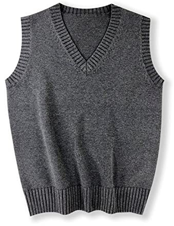Gilet en coton tricoté à col en V pour hommes et femmes, uniforme JK, pull sans manches, cardigan d'école, gris foncé, 3X-Large