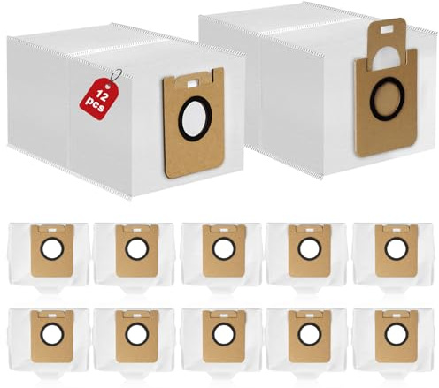 12 stycken dammsugarpåsar kompatibla med Dreame D10 Plus/D10s Plus/Z10 Pro/L10 PLUS robotdammsugare, 3 l stor kapacitet dammsugarpåsar reservdelar tillbehörsset