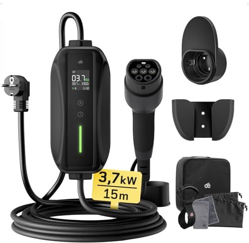 dé Laddkabel typ 2 schuko 3,7kW[1-fas, 15m, 6-16A] EV-laddare för Elbilar, EV Laddare för Model Y/3, ID.4, Enyaq, ATTO 3, I4 och andra PHEV/EV