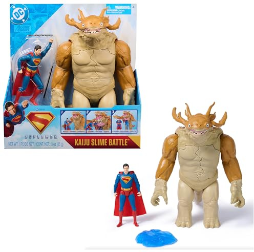 Superman DC Comics, Vs. Kaiju con Slime, Set di Action Figure, Giocattoli dei Supereroi per Bambini e Bambine, 4+ Anni