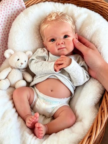 Zero pam Reborn Baby Vollvinyl Lebensecht Puppe Junge 45 cm Lebensechte Babypuppen Junge Babypuppe Wie Echtes Baby Reborn Babys Mit Blondes Haar