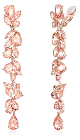 EVER FAITH Marquise Kristall Kronleuchter Art Deco Ohrclips für Damen | Clip-on Ohrringe Braut Teardrop Braut lange baumeln Tropfen Strass Ohrhänger für Prom