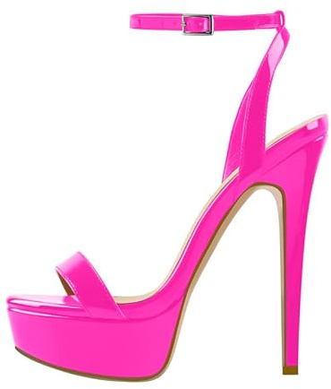 blingqueen Platform High Heels Sandals with Stiletto Ankle Buckle Strappy Heels