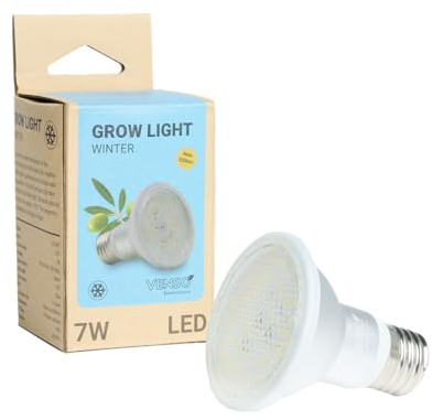 Venso EcoSolutions GrowLight Winter E27 LED Pflanzenlampe 7W 120°, Venso Ecosolutions Vollspektrum LED Überwinterungslampe,LED Birne