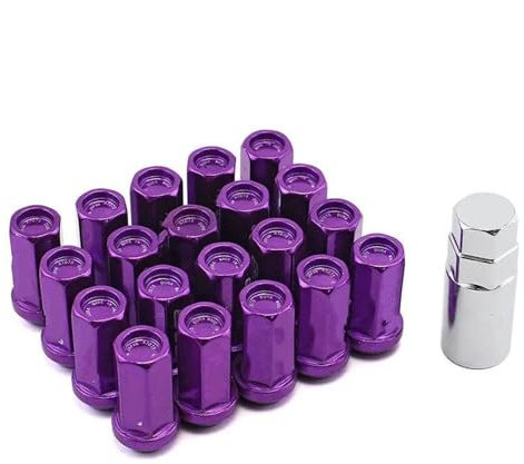 WTIXCRQ Radbolzen Radschraube Kompatibel Mit Mitsubishi Radmuttern Auto-Tuning-Lock-Radmuttern 42 Mm M12 X 1,5 Radschrauben Radmuttern 20 Stück(Purple)
