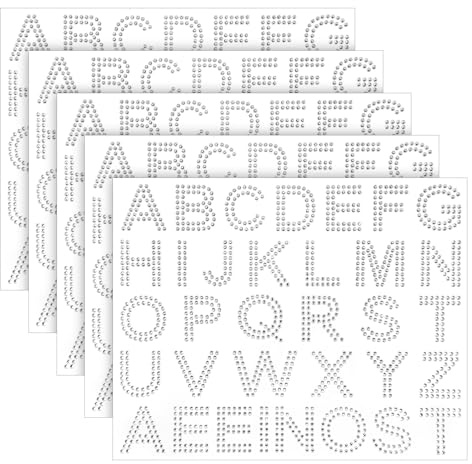 170 Stück Strass Buchstaben Zahlen Aufkleber, 5 Blatt Silber Glitzer-Aufkleber, Aufkleber Glitzer Für Diy Heimwerker, Bastelkoffer, Laptops, Hüte, Kleidungsdekor