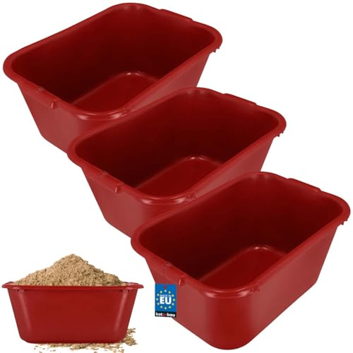 KOTARBAU® 3er Set Mörtelkübel eckig 55 L Rot Kunststoff Mörtelwanne Mörtelkasten Speißkübel Baukübel Baueimer Mörteleimer Speisfass eckig Maurerkübel Pflanzwanne