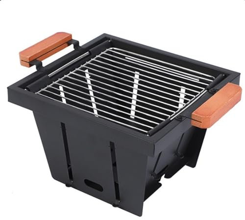 Barbacoa Carbon Para Acampada Parrilla De Barbacoa Portátil Parrilla De Carbón Interior Al Aire Libre Parrilla Plegable Para Acampar Barbacoa Portatil(Black)