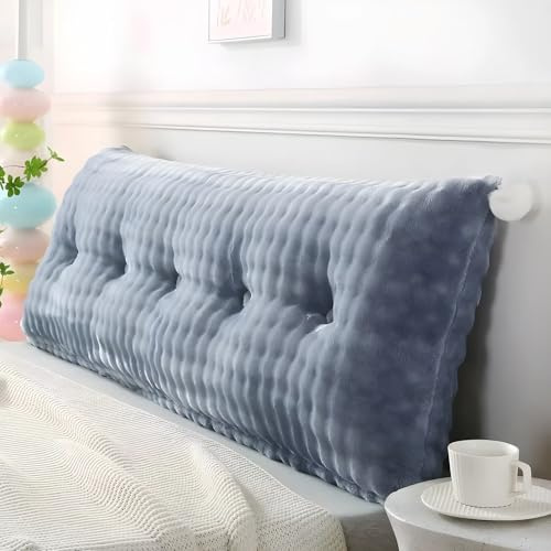 Shuyeon Rückenkissen, keilkissen, Rückenkissen für Bett und Sofa, Gemütliches Lesekissen mit removableem Bezug & praktischem Seitenfach - Ideal zum Anlehnen im Bett