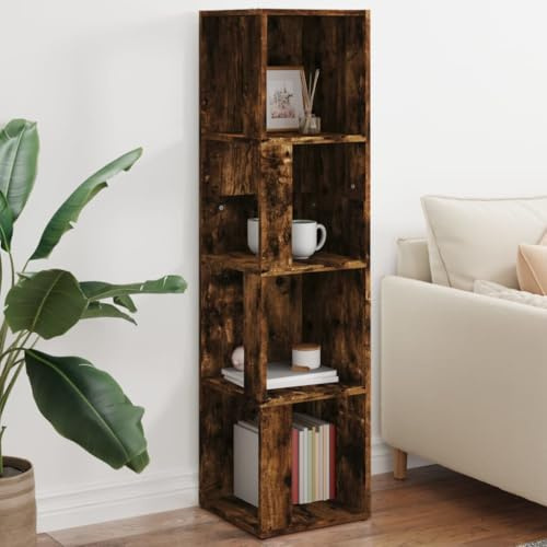 LLEZKBR Armoires et rangements-Armoires de rangement et casiers-Armoire d'angle Chêne fumé 33 x 33 x 132 cm Bois d'ingénierie
