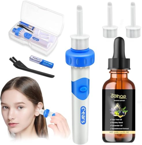 Oroclear Ohrenschmalz Entferner Sauger, 30ml Ohrenschmalz Entferner | Oroclear Ohrenschmalz-Sauger, Ohrenschmalz-Reiniger mit 2 Waschbaren Ersatzköpfen, Ohrenschmalz Entfernen und Besser Hören