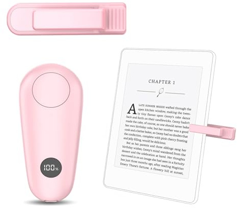 RF Remote Control Page Turner for Kindle Paperwhite Scribe Accessories, Page Turner Clicker for iPad Tablets Reading Novels Taking, Phone Camera Video Record Triggers Remote, Pink Small clip