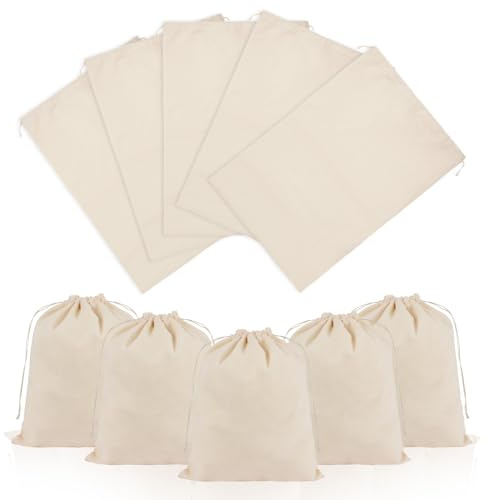 OFFCUP 10PCS 25x30cm Bolsas de Algodón, Bolsa con Cordón para Regalo, Bolsitas de Tela Reutilizable Pequeñas Para Regalos de Bodas Fiestas Cosméticos Joyas Navidad Cumpleaños DIY