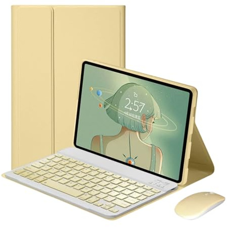 Tangentbord fodral för iPad 10,2 tum 9:e/8:e/7:e generationen (2021/2020/2019) med mus, tunt skyddsfodral med trådlöst avtagbart tangentbord för Case Air 3, Pro 10,5 tum 2017