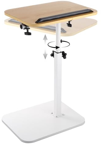 AKOLAFE Side Table Adjustable Height 360° Swivel C Shaped Sofa Side Table Tray Coffee End Tables 30x40cm Foldable TV Tray 45-80cm Tall Bedside Tables for Living Room, Bedroom