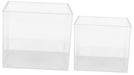 Abaodam 2 Stück Teiliges Kleines Fischglas für Betta Fische Transparenter Plastik Aquarium mit Offenem Design Kompakter Wiederverwendbarer Desktop Fischbehälter für Fische Schildkröten