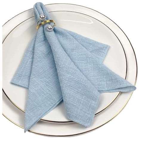 6er-Set Stoffservietten aus Baumwolle, Gaze, Grün, 30 x 30 cm, for Hochzeitsdekoration, den täglichen Gebrauch, Abendessen, Geschirrtuch, Tischservietten for Partys(Light Blue)