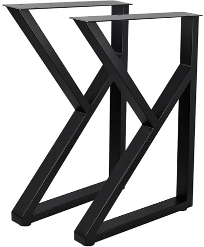 Homtone Lot de 2 Pieds de Table en Métal Robuste Rustique Acier Industriel | pour Table Basse, Banc, Table à Manger, Bureau - Noir - 71 x 45 cm - Forme K