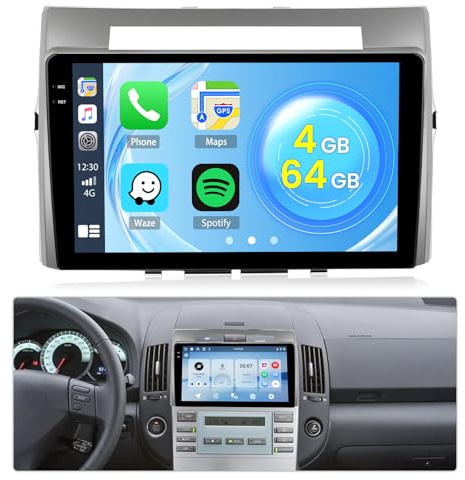 4+64G Radio Android15 para Toyota Corolla Verso AR10 2004-2009 | Incell Screen Carplay Android Auto Roinvou, 9'' Pantalla Táctil Estéreo Radio GPS Bluetooth EQ WiFi RDS FM SWC Cámara Trasera