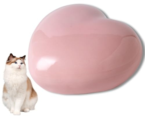Duuclume Urne funéraire en céramique en forme de cœur pour cendres d'animaux domestiques, cadeau funéraire ou souvenir (rose)