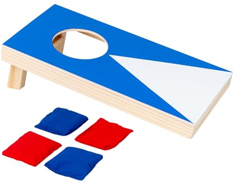 Set di tavole da lancio con sacco di sabbia, gioco per cornhole in legno per divertimento in famiglia, piccole tavole con sacchetti colorati, intrattenimento all'aperto per cortile, prato, picnic e