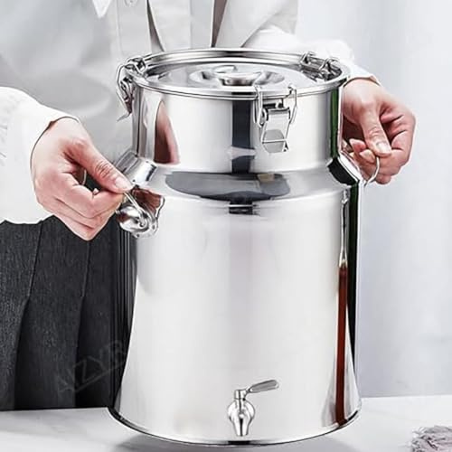 Milchkanne Edelstahl 5 Liter Mit Hahn,Milcheimer Edelstahl Mit Deckel Luftdichtes Milchkännchen Milch Barrel Farm Milk Transport Can Hahn Milk Jug Pitcher,Capacity-5L
