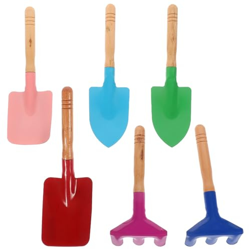 jojofuny Kit D'outils de Jardinage pour Garçon et Filles avec 6 Pièces en Fer Portable et Sûr, Design Coloré, pour Présents et Activités de Jardinage Couleur Aléatoire