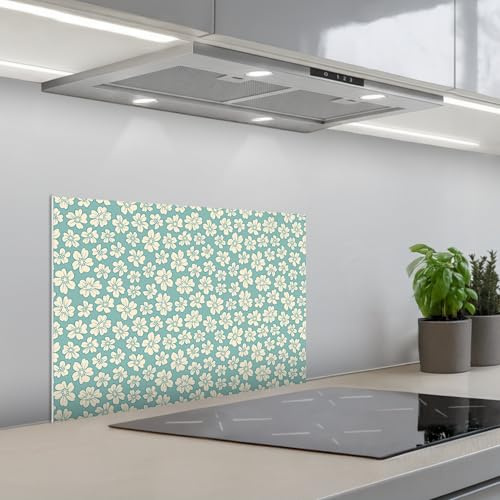 KitchenYeah© Credence Cuisine 40x60 cm Adhesif Protection Mur Plaque De Cuisson Plastique Rigide Revetement Murale À Coller Fleurs - Blanc - Vintage - Motifs