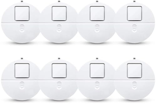 EVA LOGIK Lot de 8 alarmes de fenêtre modernes ultra fines avec capteurs sonores et vibratoires de 120 dB compatibles avec pratiquement n'importe quelle fenêtre, alarme de bris de verre, parfaite pour