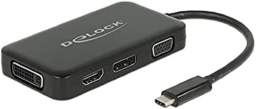 Delock Adapter USB Type-C Stecker> VGA HDMI DVI DisplayPort Buchse Digital/Daten Digital/Display/Video Schwarz