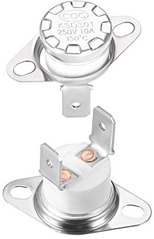 sourcing map Interrupteur contrôle température KSD301 Thermostat 150°C 10A NC6.3mm borne 2Pcs