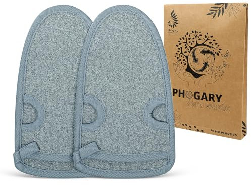 2 Stück Peelinghandschuh rau für Körper, Dusch Schwamm Body Gesicht - Peeling für Hamam, Sauna, Dusche, Körperpeeling & Massage Handschuhe (Grau)